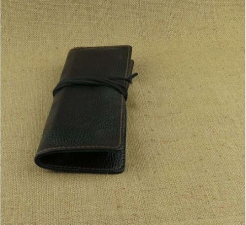 pencil pen Paint brush Stationery storage bag pocket cow Leather pouch black 192 - Picture 4 of 6