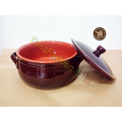 Pentola In Terracotta 25cm Con Coperchio - Casseruola Artigianale Per Cucina Naturale - Foto 13