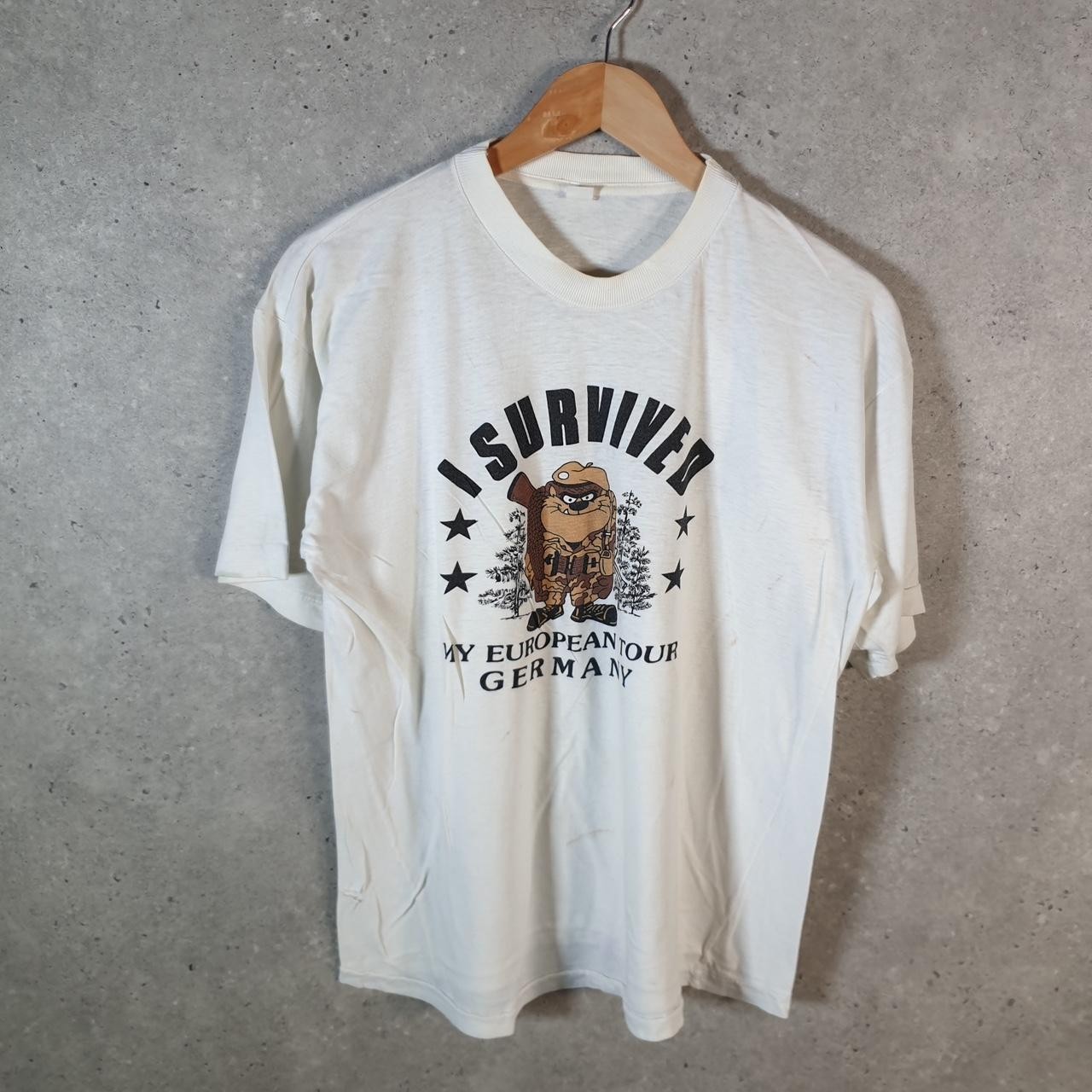 Vintage I Survived My European Tour Germany Graphic T Shirt Men’s Small White