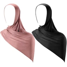 Handepo 2 Pcs Instant Hijab Jersey Hijab for Women Muslim Head Scarf Soft Lig...