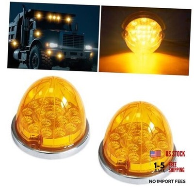 2PCS 17 LED Dual Function Watermelon Lights   Amber Lens w/Stainless Steel