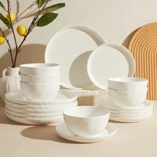 Dinnerware Sets, Handmade Speckles Porcelain Plates and Bowls Sets,Round Dish...