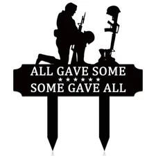 Buryeah Memorial Stakes Metal Plaque for Veterans Fallen Soldiers Grave Cemet...