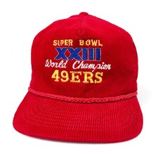 Vintage 49ers Hat ? Super Bowl XXIII San Francisco 1989 ? 80s NFL Corduroy Cap