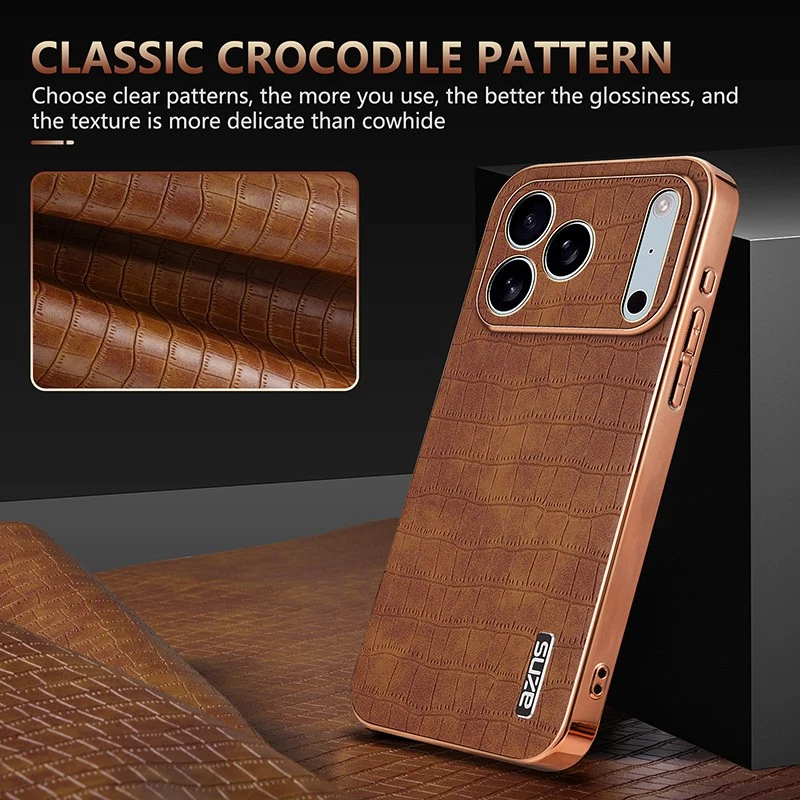 For Apple iPhone 17 Pro Max, Luxury CROCODILE PATTERN PU Leather Case Cover - Image 3 of 4