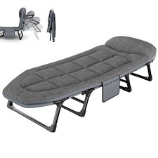 200cm Portable Folding Camping Bed for Adults with Headrest Compact Camping
