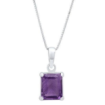 925 Sterling Silber 8x10mm Smaragdschliff Edelstein Anhänger Halskette Damen Solitär