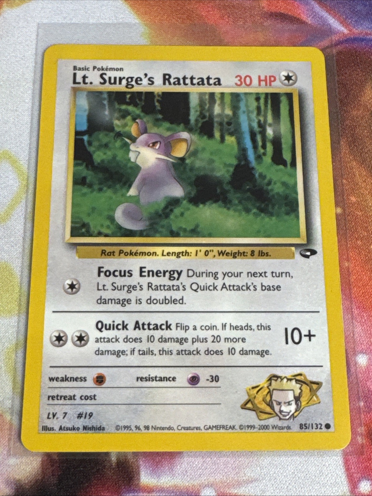 Lt. Surge's Rattata 85/132 Common Gym Challenge Pokemon Unlimited LP