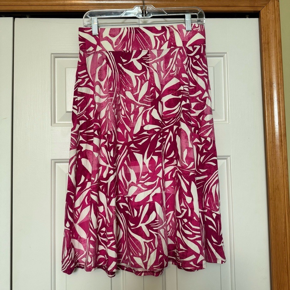 Coolibar Skirt Marigot Midi Skirt Pink White Floral UPF50+ Sun Protection-image