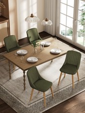Goeurvant Set of 4 Dining Chairs Textured Fabric Grass green Used