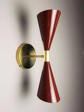 Mid Century Brass Wall Sconce Wall Light , Italian Stilnovo Inspired Modern Wall