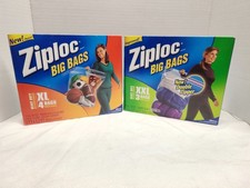 Ziploc Big Bag XL Double Zipper Handle Plastic Storage 4 Count plus 2 xxl READ