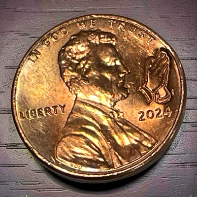 Holy Praying Hands Lincoln Penny Imprint Lent Pocket Coin Easter Counter Stamp