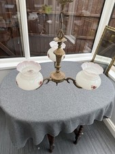 Plafoniera X3-braccia e rose dipinte a mano opaca X3vetro lampade uragano anni 50