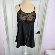 Cinema Etoile Womens Baby Doll Top Nightie Vtg. Size L Nylon And Lace Lingerie