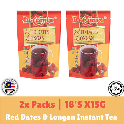 2x In-Comix Red Dates & Longan Tea 18s | Instant Drink | Herbal Malaysia Blend