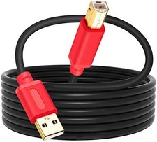 Tan QY Printer Cable 30Ft USB 2.0 Red A to B