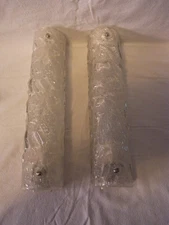 Pair Mid-Century Ice Glass Kalmar Style Wall Lamps Mirror Sconces #O/K1