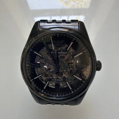 Emporio Armani Stainless Steel Black Skeleton Dial Automatic AR60093 Men's Watch