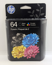 HP 64 Black/Tri-Color Ink Cartridges 2-Pack - EXP. 12/2027 - NEW IN BOX