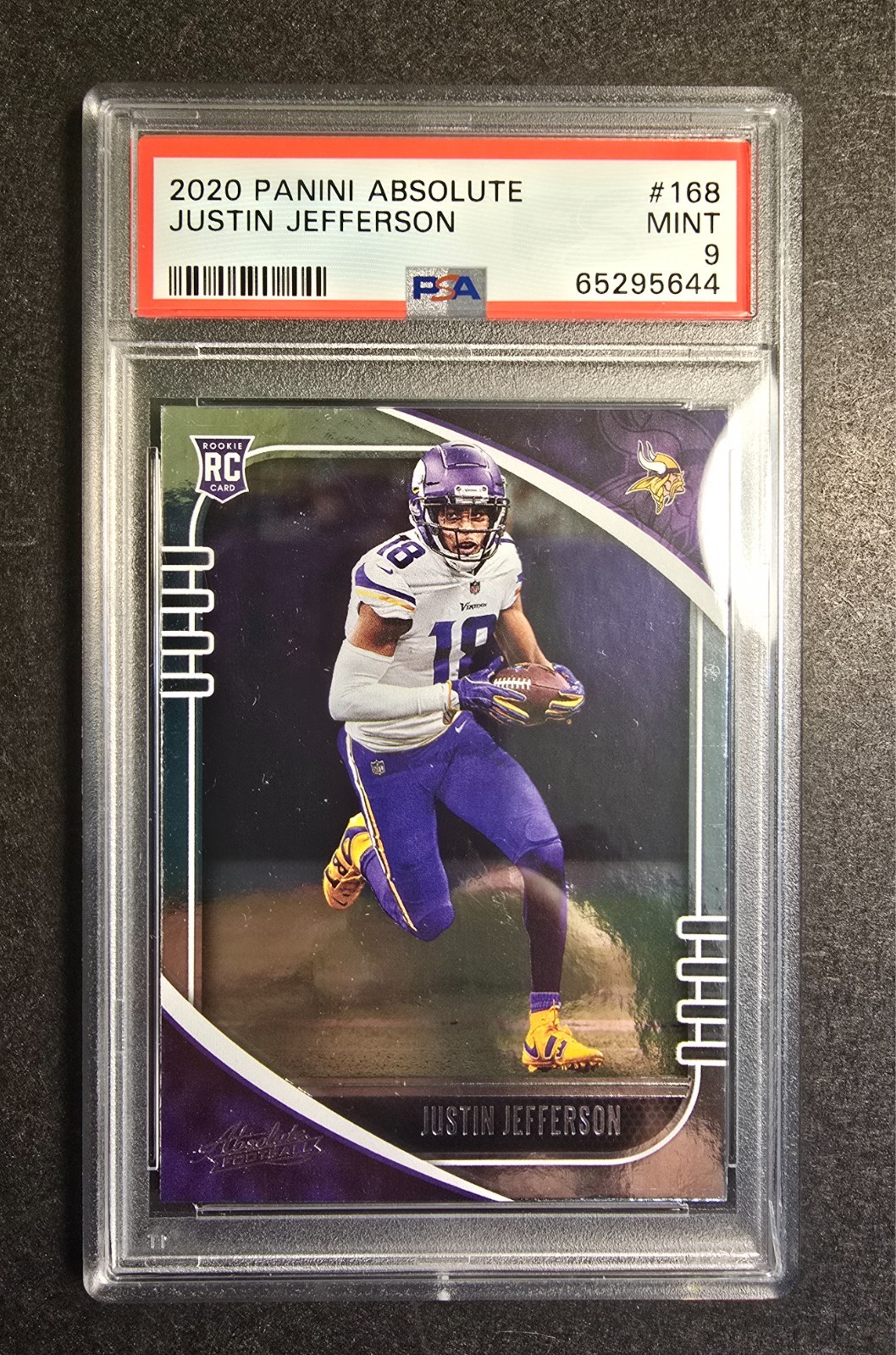 JUSTIN JEFFERSON  2020 Panini Absolute #168  ROOKIE CARD  PSA 9 Mint  Vikings