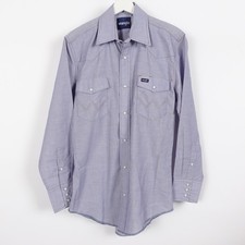 Vintage Wrangler Blue Pearl Snap 15x33 Chambray Men's Size Medium Blue VTG