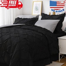 King Size Comforter Set 7 Pieces, Black Bed in a Bag Comforter Set