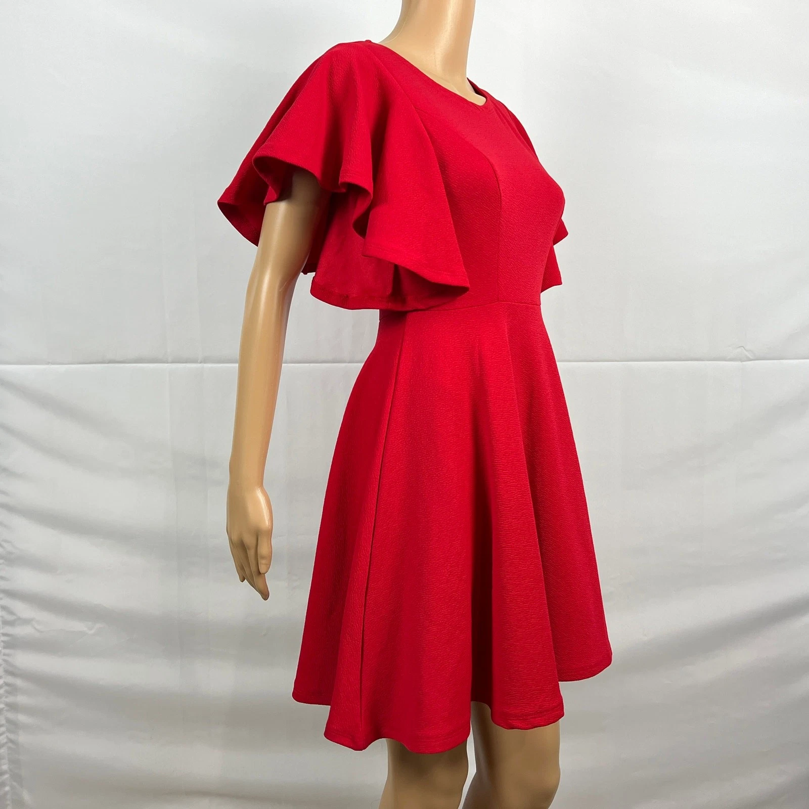 VETEMENTS Abito skater donna MEDIA rosso brillante manica svasata aderente e svasato linea A festa