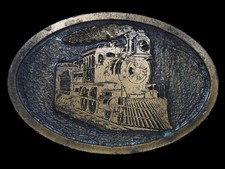 TF01109 VINTAGE 1970s  STEAM ENGINE TRAIN  RAILROAD BELT BUCKLE