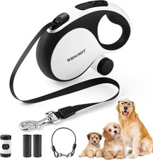 Retractable Dog Leash with Chew Proof Cable, 26Ft Heavy Large - 26 ft, White