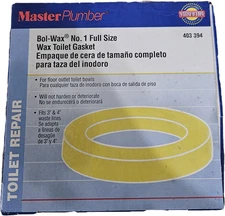 Master Plumber, 007010 Bol-Wax #1 Wax Gasket, For Floor Closet Bowls - 2 Pack