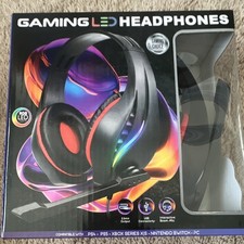 GamePro Gaming LED Headphones RGB Lights Boom Mic 3.5mm USB PS4 PS5 Xbox PC