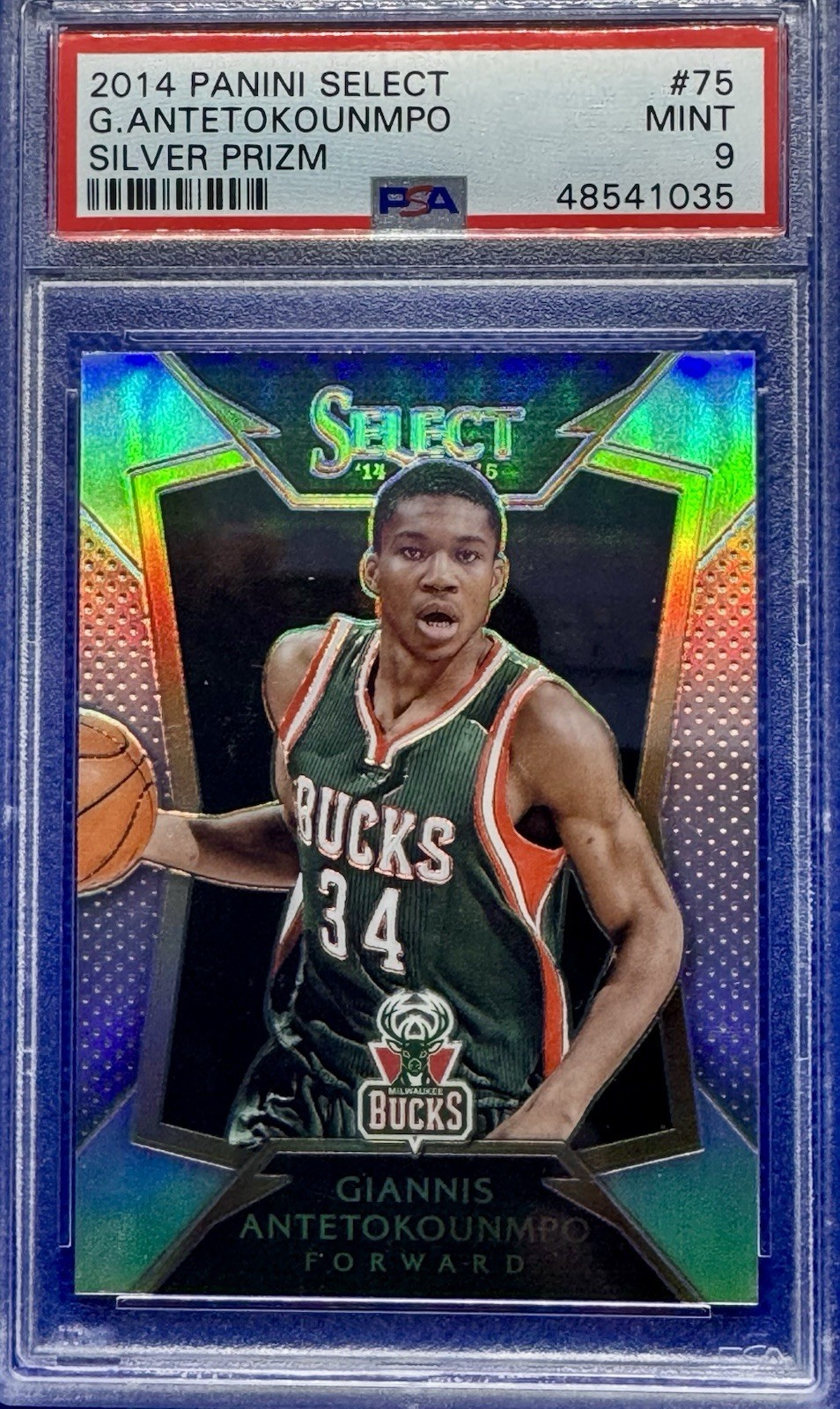 2014 Select Silver Prizm GIANNIS ANTETOKOUNMPO #75 Milwaukee Bucks PSA 9