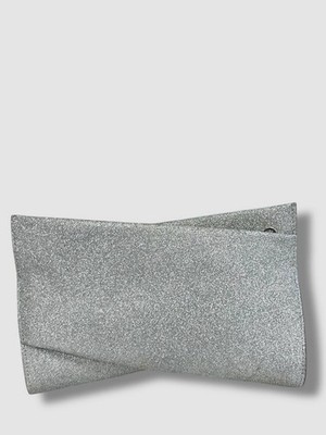 Christian Louboutin Women's Silver Glitter Loubitwist Leather Clutch Hand Bag