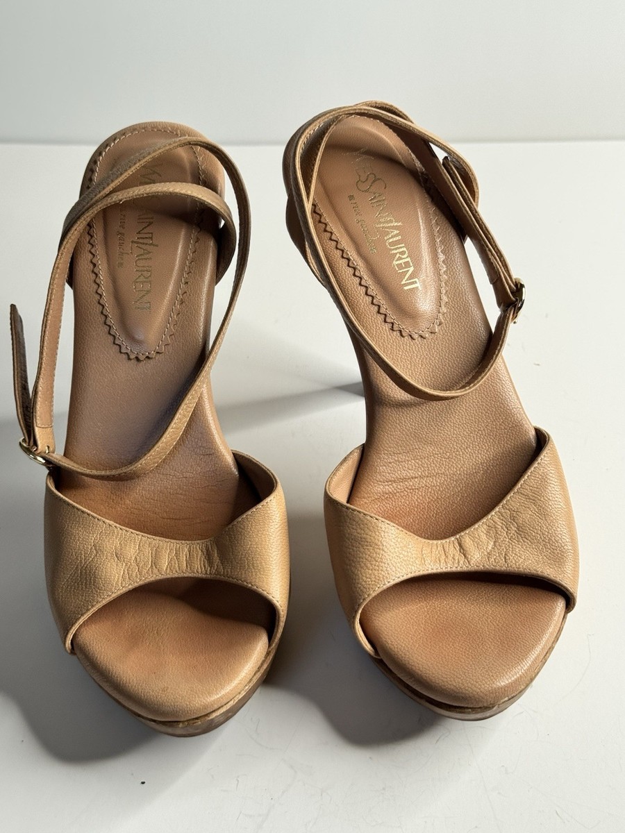 Yves Saint Laurent YSL Platform Sandals Size 36 US 6 Leather  display picture 3