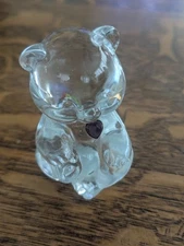 Fenton Glass Birthday Bear With Red Heart