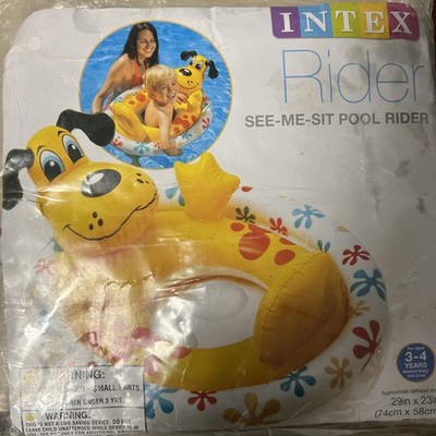 INFLATABLE BABY FLOAT TUBE Ages 3-4 Intex SEE-ME SIT RIDER YELLOW Dog  NEW Rare