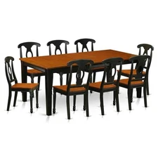 East West Furniture Quincy 9-piece Wood Dining Table and Chairs in Black/Cherry