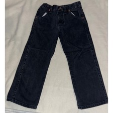 Wrangler Boys Regular Fit Jeans Faded Black Denim Elastic Back Size 8 Husky