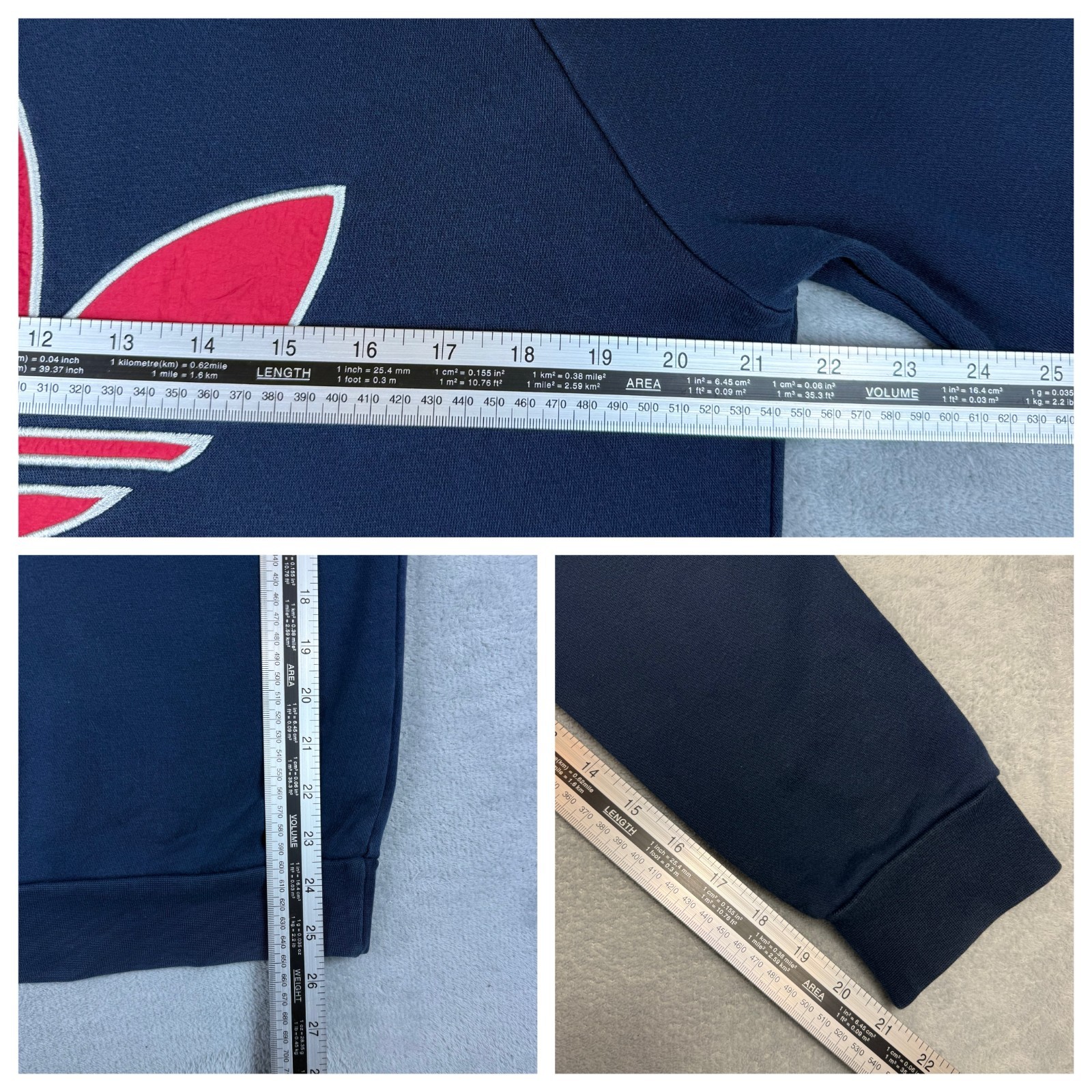 VTG Adidas Navy Red Trefoil Spellout Size Small Heavyweight Pullover Sweatshirt image 6