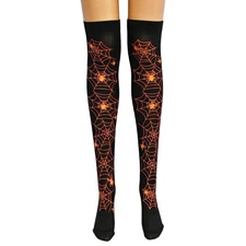 Gothic Spiderweb Thigh High Stockings Sexy Harajuku Womens Halloween Hosiery