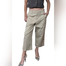 Lauren Ralph Lauren Vintage 90s Cotton Wide Leg Crop Pants Khaki Women's 6