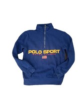 Vintage Polo Sport Ralph Lauren Big Logo Half 1/4 Zip Sweatshirt Youth S USAFlag