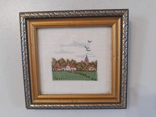 Small Wall Hanging Town Village Textile Fabric Wall Art