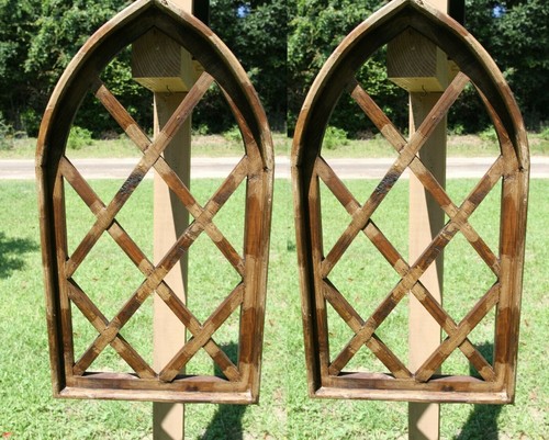 Large Farmhouse Cottage Wall Window Handmade Distressed Wood - Lattice - Picture 10 of 12