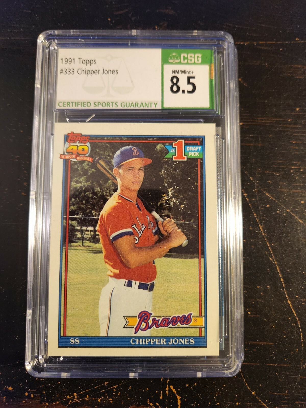 1991 Topps #333 Chipper Jones Rookie RC SHARP Card Braves HOF CSG 8.5 ...