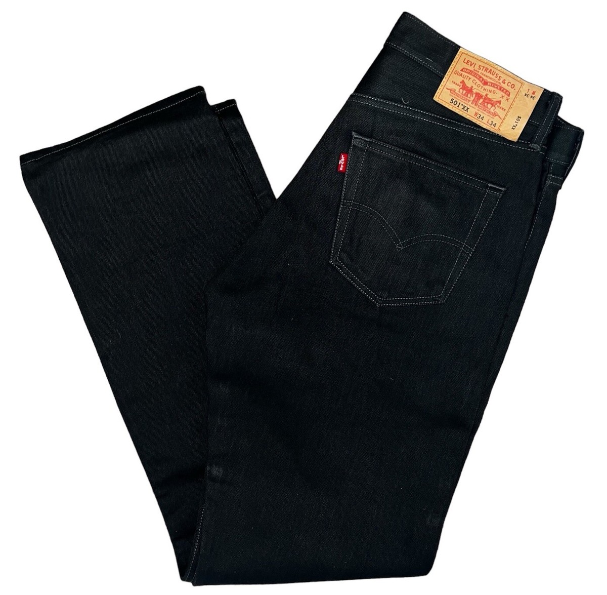 Mens Levi's 501 XX Five Button Fly Black Straight Leg Jeans
