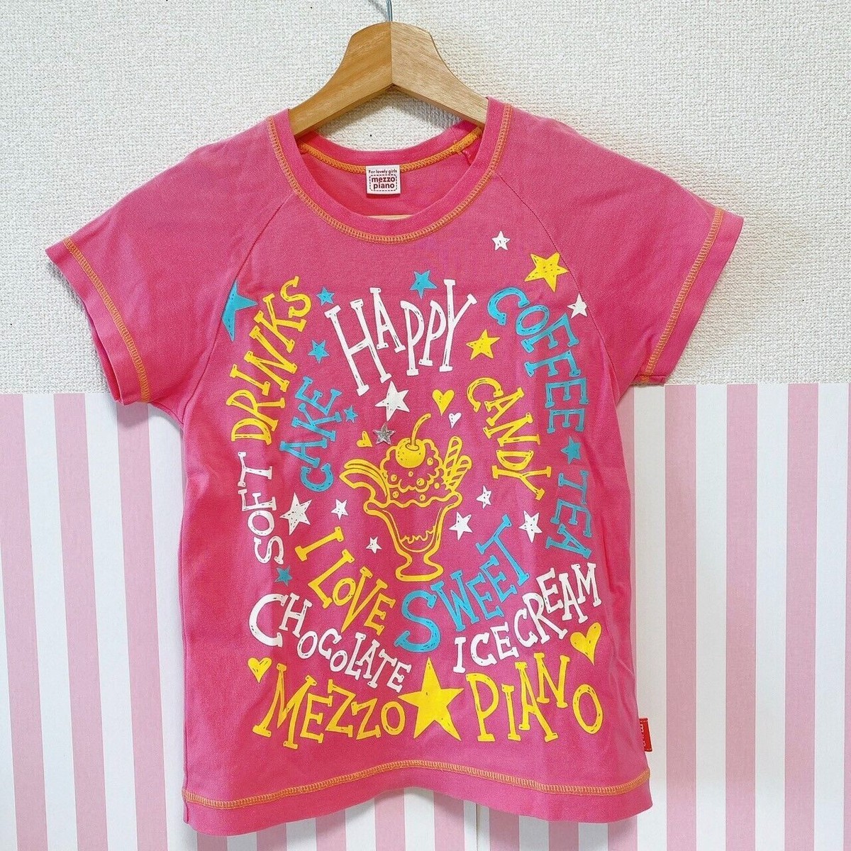 MEZZO PIANO パンケーキ Tシャツ 150cm Mezzo Piano Kids T-shirt Pink Parfait Sweets Approx. H 150cm
