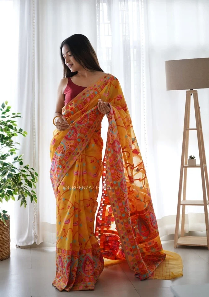 Blusa sari india Bollywood ropa de boda fiesta mujeres sari de diseñador paquistaní Foto 4 de 4