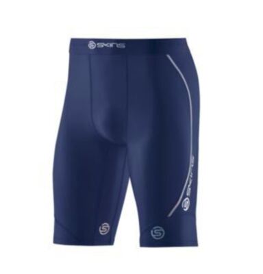 SKINS DNAMIC MENS COMPRESSION HALF TIGHTS NAVY BLUE